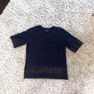 Ann Taylor Eyelet Trim Top
